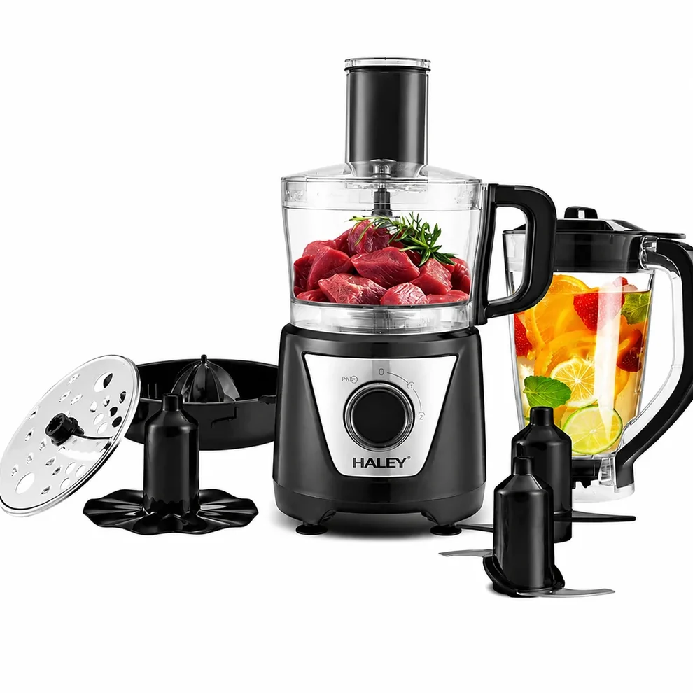 Robot de Bucătărie Multifuncțional HALEY HY-1325, 8 în 1 | 1500W | Blender 1.5L + Procesor 1L | 2 Viteze + Pulse | Lame Inox