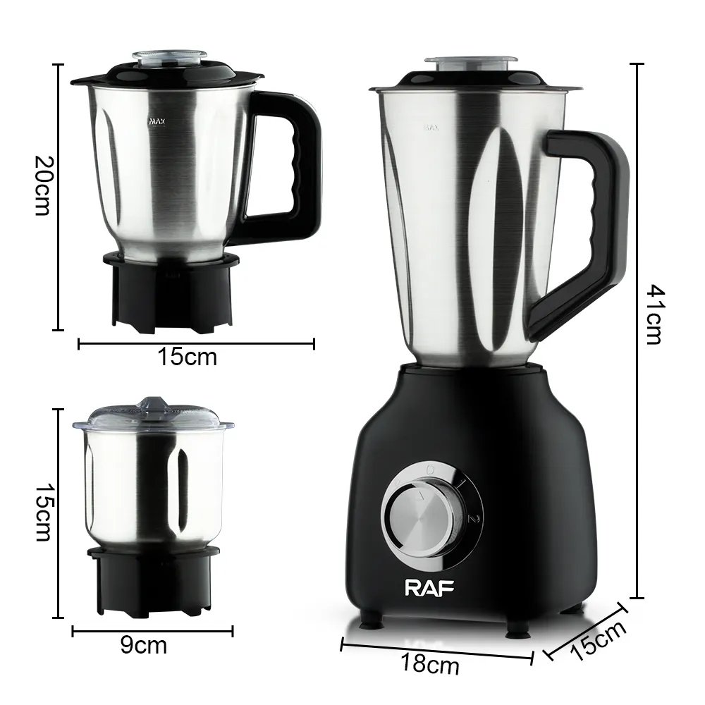 Blender Multifunctional 3 in 1 RAF 2843 cu Lame din Otel Inoxidabil, Capacitate 1.5L