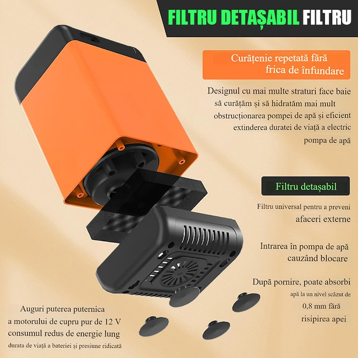 Duș Portabil pentru Camping cu Acumulator 7800 mAh | Debit Reglabil 0–9 L/min | Afișaj Temperatură | Furtun 2 m | IPX7 | Pompă Electrică Reîncărcabilă