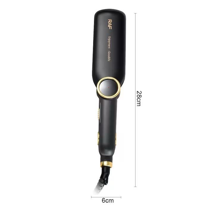 Ondulator pentru par, RAF R0411, 35W, placat cu ceramica, 29x6cm, negru-auriu