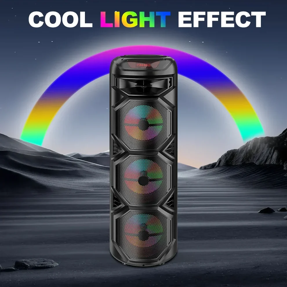 Boxă Portabilă Sing-e AT Performance ZQS8301, 3×8”, 60W | Bluetooth 5.0 | Lumini LED RGB | Microfon Wireless | Karaoke