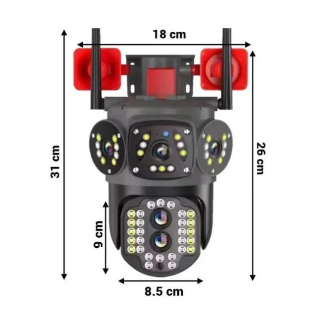 Cameră de Supraveghere 4G 4K, Zoom Digital 10X, IP66, Vedere Nocturnă, Acces de la Distanță prin Aplicație