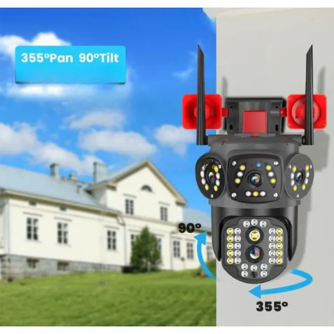 Cameră de Supraveghere 4G 4K, Zoom Digital 10X, IP66, Vedere Nocturnă, Acces de la Distanță prin Aplicație