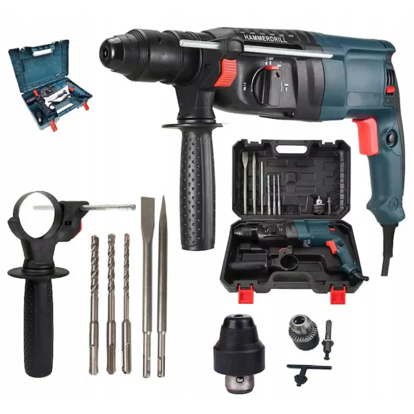 Ciocan rotopercutor 3000W, 3J, capacitate găurire 30 mm, 0–1200 RPM, 3 moduri, accesorii incluse, valiză