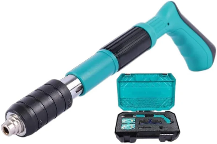 Pistol Profesional de Fixare pentru Beton, Cărămidă și Metal, 3 Trepte de Putere, Oțel Rezistent, Tip Nit, Verde