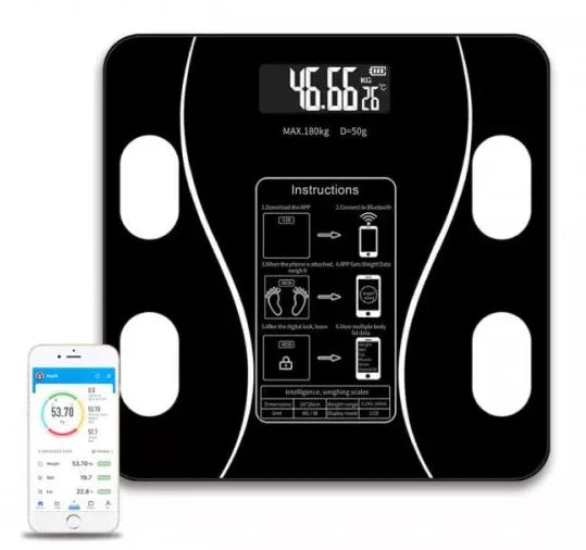 Cantar corporal cu ecran digital Iluminat, aplicatie smart, compatibil android/Ios