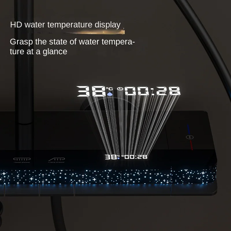 Coloană de Duș cu Afișaj Digital LED pentru Temperatură | Sistem Hidromasaj | Finisaj Gri-Alb | Montaj pe Perete
