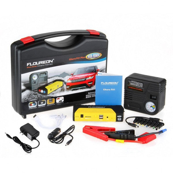 Booster Auto 60800mAh pentru Pornire Motor, Jump Starter 12V, Compresor Aer Integrat, Power Bank USB, Lanternă LED, Starter Auto Portabil