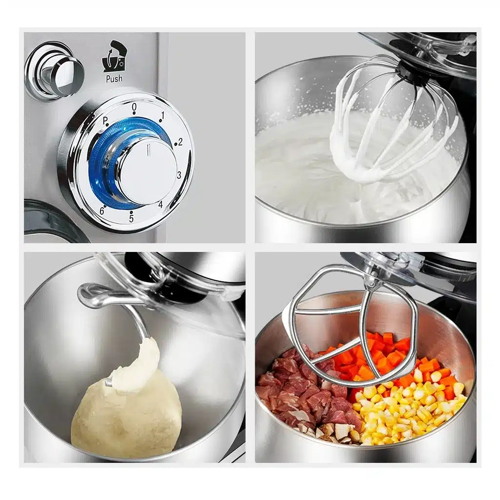 Robot de Bucătărie Multifuncțional HALEY HY-2403, 2200W, Bol Inox 7L | Mixer Planetar | 6 Viteze + Turbo | 3 Accesorii Incluse