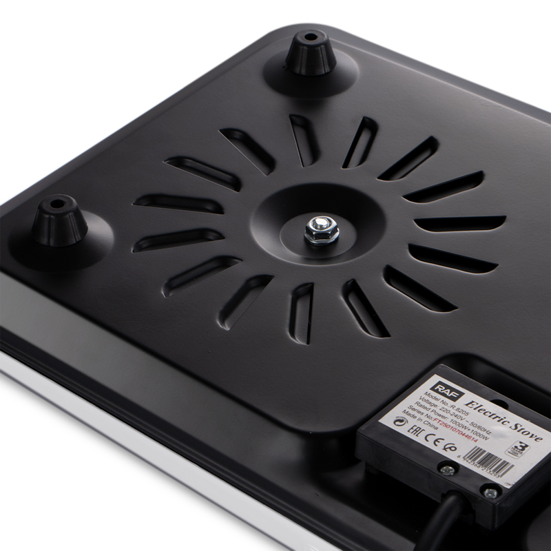 Plită Electrică Dublă RAF R.8205, 2000W, 2 Ochiuri, Inox, Control Mecanic, Temperatură Reglabilă, Portabilă pentru Acasă și Camping