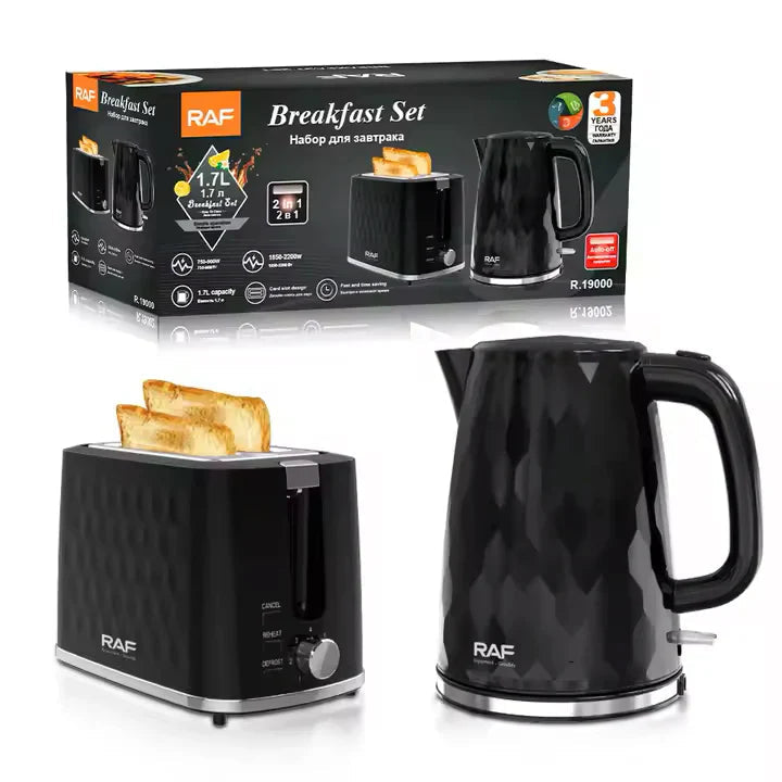 Set pentru mic dejun Fierbător electric pentru ceai și prăjitor de pâine cu 2 felii
