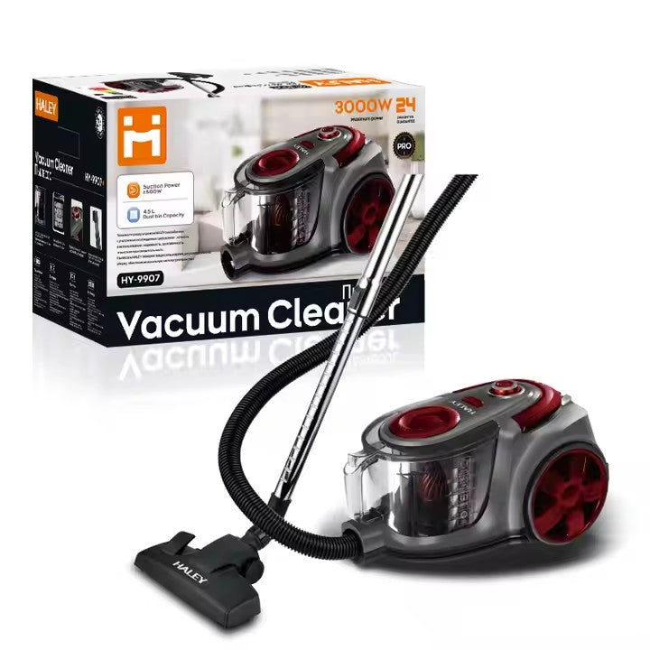 Aspirator fără sac HALEY 2L,1200W, Aspirator de praf Aspirator puternic cu fir, de calitate, cu ciclon, Rosu/Gri