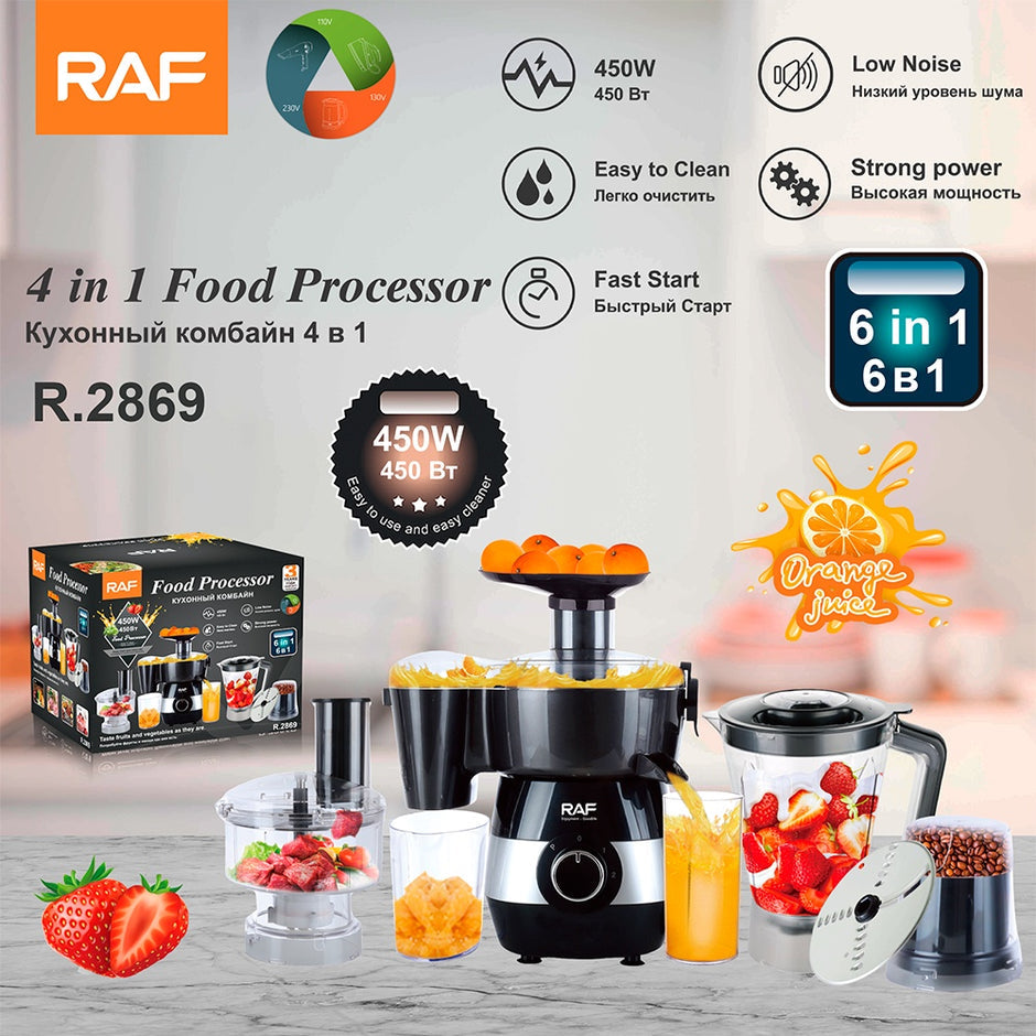 Set Blender 6 În 1 – 450W, Tocator, Mixer, Tel, Stick Blender, Maruntitor, Vas 500ml