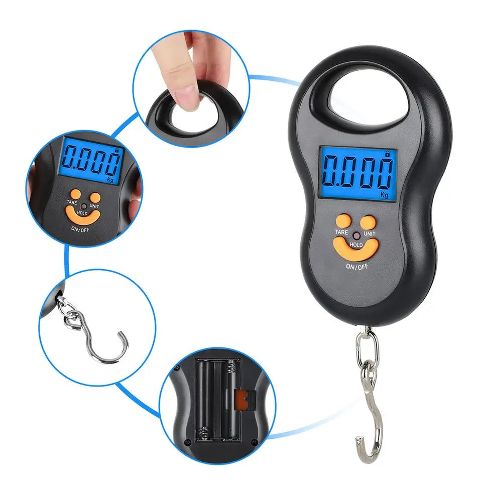 Cântar electronic portabil de mana 50kg cu afișaj digital