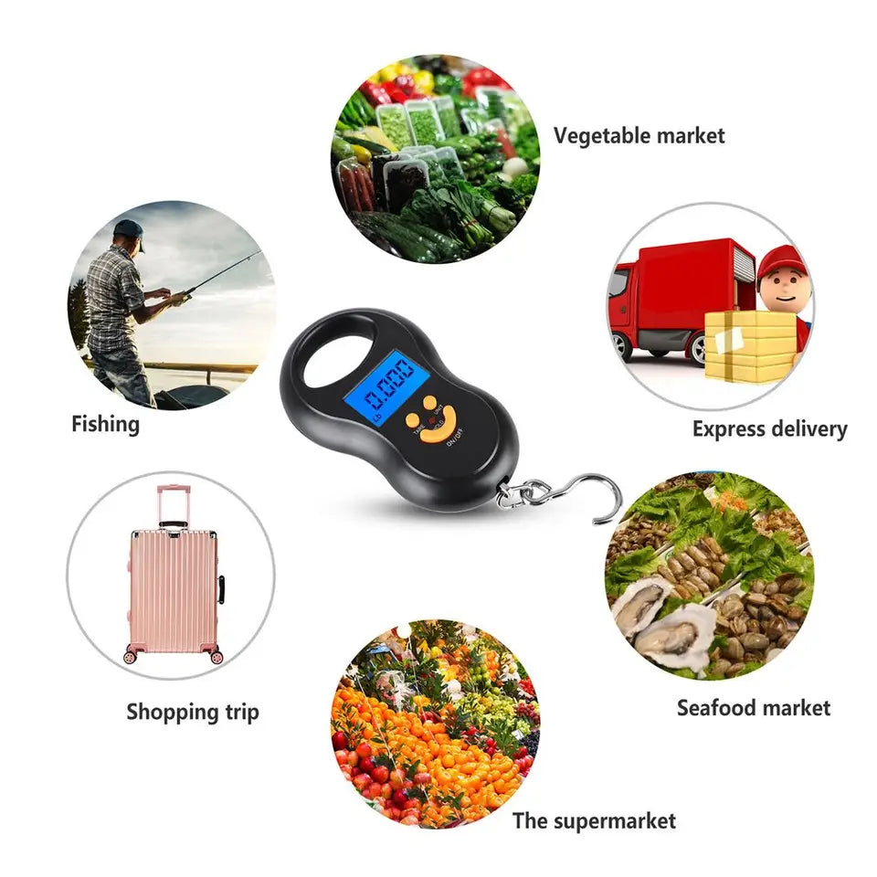 Cântar electronic portabil de mana 50kg cu afișaj digital