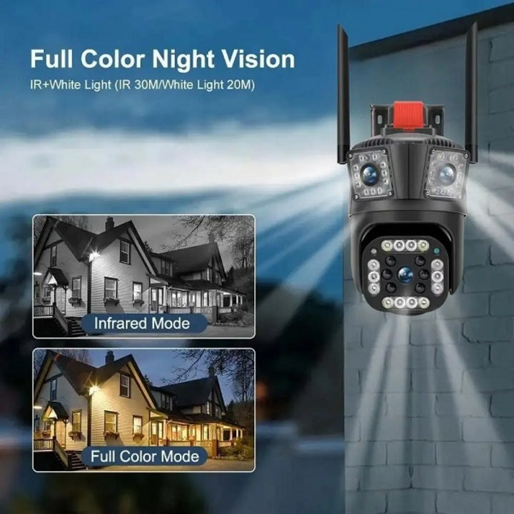 Camera de supraveghere 4G Wi-Fi cu 3 lentile, 12mp, zoom 10X, detectare miscare si alarma, control complet prin aplicatie ,Night vision