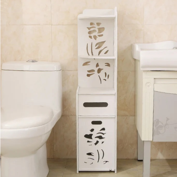 Dulap vertical de colt pentru baie, finisaje moderne,100 x 24 x24 cm alb