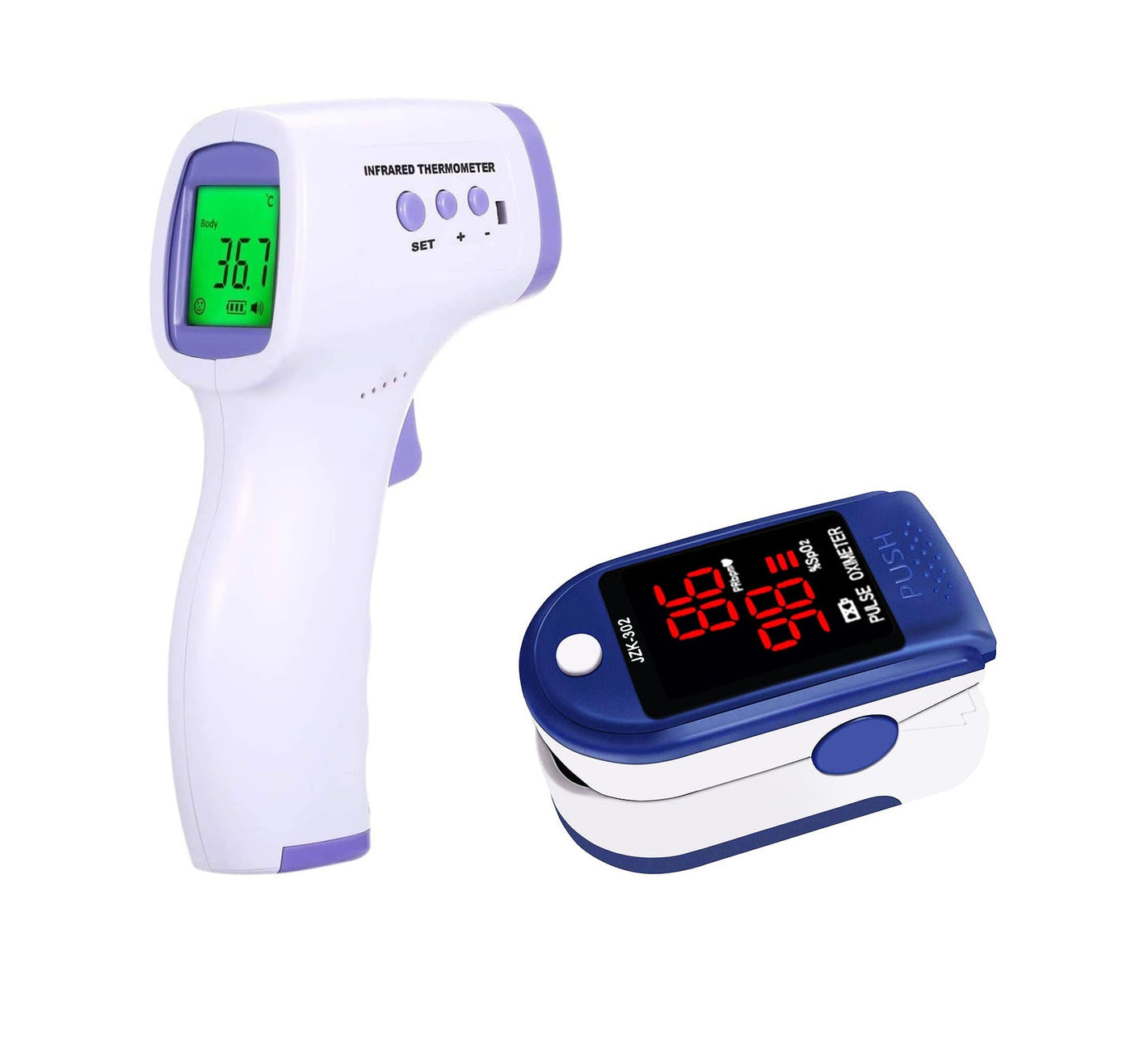 Pachet de monitorizare a sănătății: termometru digital infraroșu Non - Contact + pulsoximetru precis