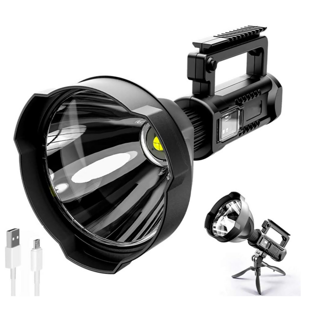 Lanterna LED, reincarcabila, functie Powerbank, 4 moduri iluminare, trepied inclus