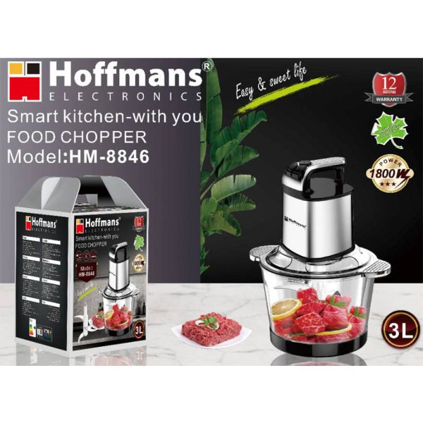Tocător electric 3L, capacitate mare , ușor de curățat , Hoffmans 1800W