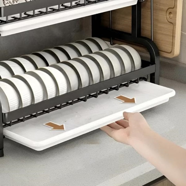 Suport de vase metalic supraetajat, 3 niveluri, Negru