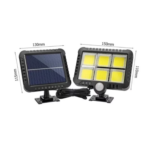 SET 2 LAMPI SOLARE CU PANOU SOLAR, 6 COB , PUTERE 250 W, CU SENZOR DE MISCARE, SUPORT SI TELECOMANDA