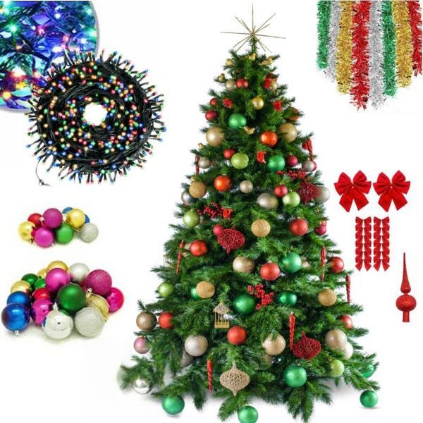 Brad de Craciun 180cm + Set complet accesorii pentru impodobit