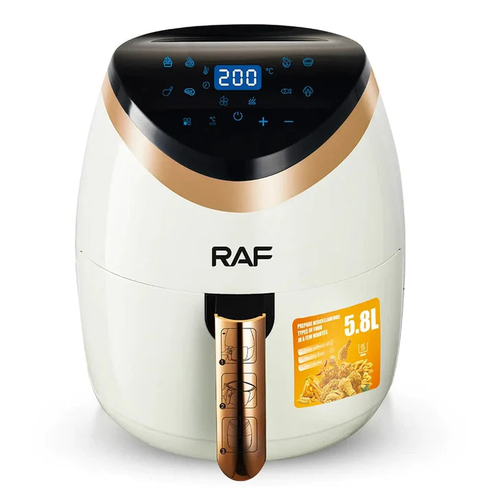 Friteuza Air Fryer HOFFMANS , Gătire fără Ulei , Capacitate 6L, 2400W, Display touch screen + Set 100 Hârtii copt