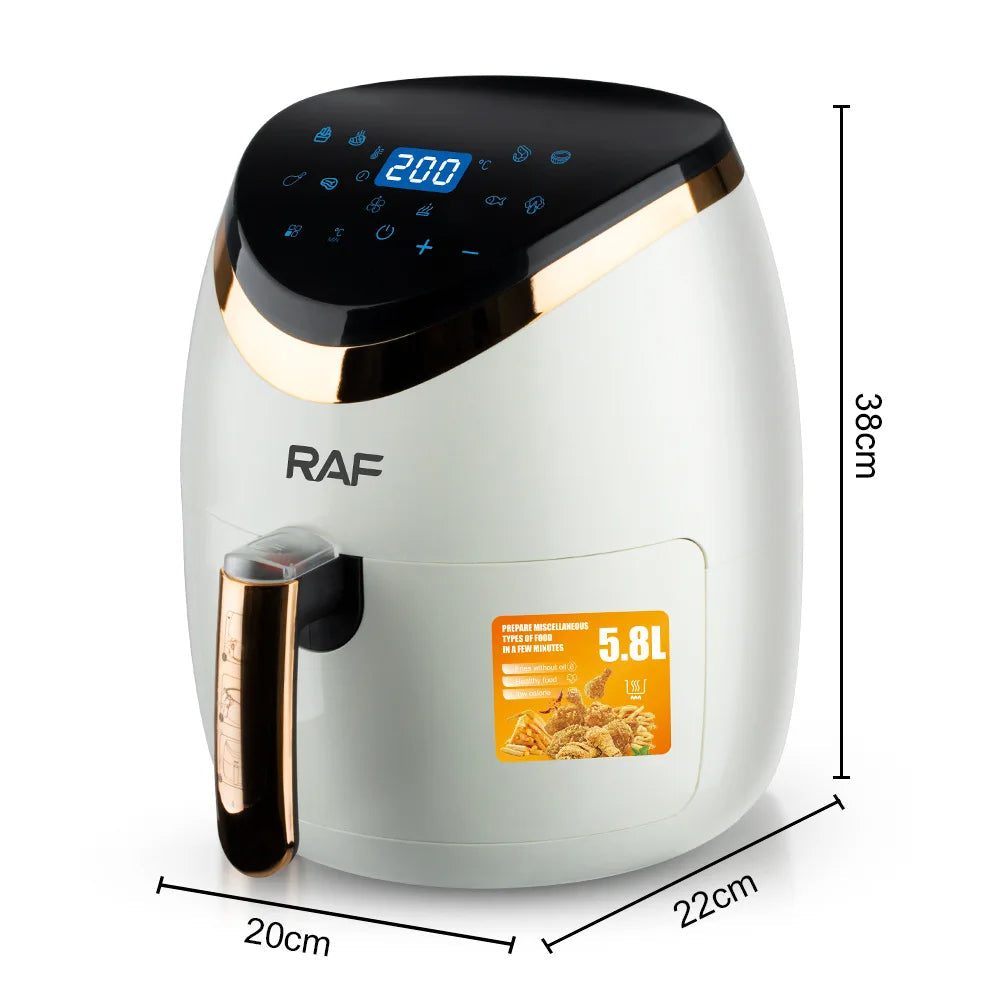 Friteuza Air Fryer HOFFMANS , Gătire fără Ulei , Capacitate 6L, 2400W, Display touch screen + Set 100 Hârtii copt