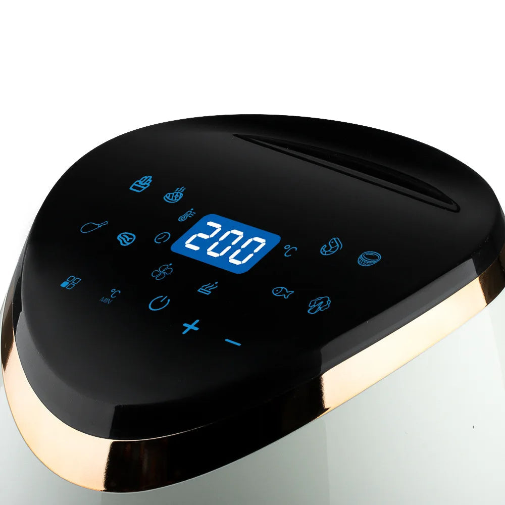 Friteuza Air Fryer HOFFMANS , Gătire fără Ulei , Capacitate 6L, 2400W, Display touch screen + Set 100 Hârtii copt