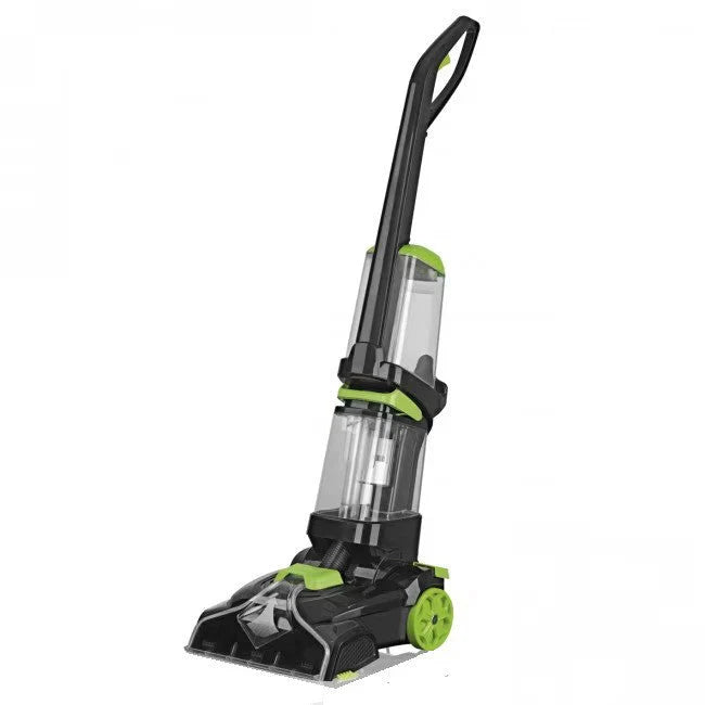 Aspirator fara sac 3 in 1, Hoffmans, mana/vertical, spala podelele, 1200W, 2 recipiente, negru-rosu