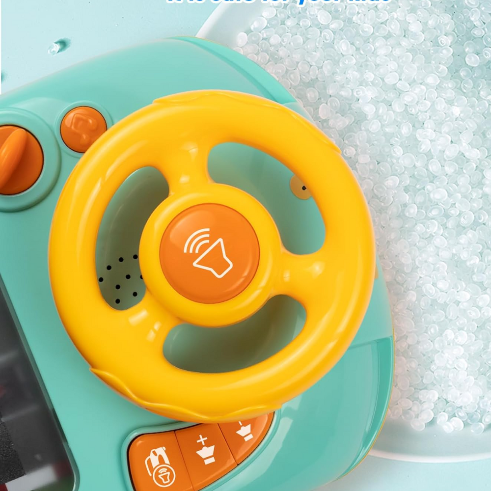 Jucarie Interactiva Volan, model circuit sau spatiu, sunete si functii, alimentare USB, pentru copii 3-6 Ani