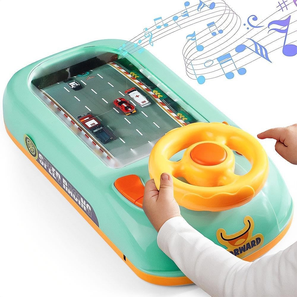 Jucarie Interactiva Volan, model circuit sau spatiu, sunete si functii, alimentare USB, pentru copii 3-6 Ani