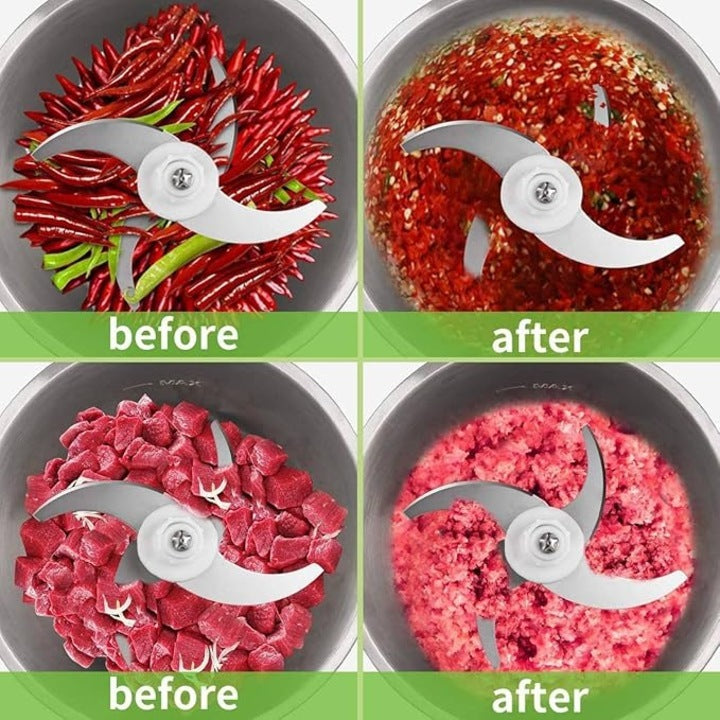 Tocator electric inox, Capacitate mare, usor de curatat, 2L,4 Lame Inox, 1800W, 2 viteze