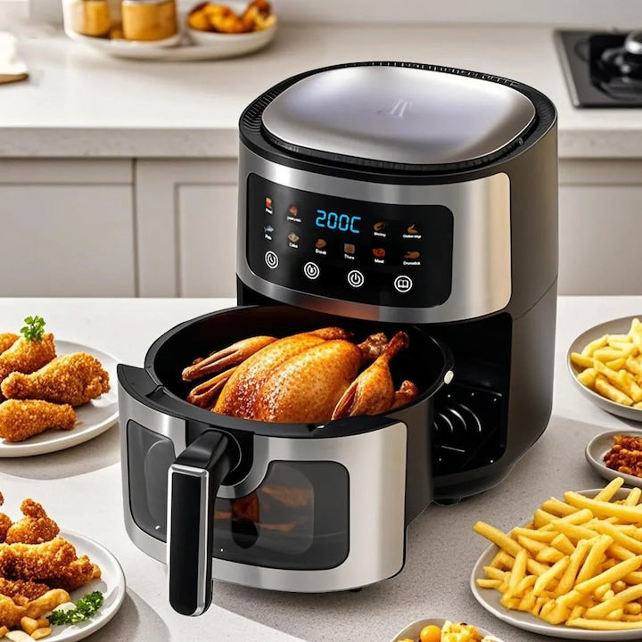 Friteuză cu Aer Cald AT PERFORMANCE 8L, 10 Programe Smart, 2800W, Panou Tactil, Circulație 3D Aer Fierbinte, Teflon Non-Stick + 100 Bucăți Hârtie de Copt CADOU