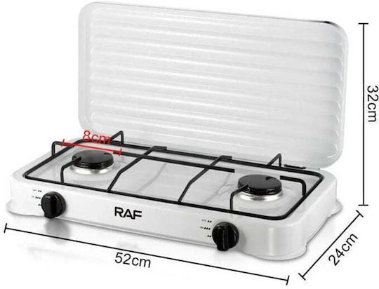 PLITA TRIPLA PE GAZ, RAF R8033, CU 3 OCHIURI, OTEL CARBON, 53 CM LUNGIME, ALB, R.8035.