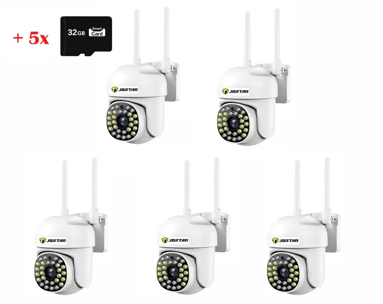 Set 5x Camere de Securitate, WiFi JT-8161QJ - Viziune Nocturna 30M, 1080P, cu 5x Card 32GB incluse