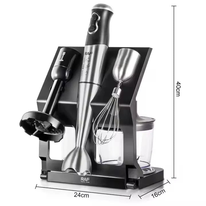 Blender RAF R3004, 5 In 1, 500W, Recipient De 500ml, 700ml, Tel Si Suport, 2 Viteze, 4 Lame Din Otel, 40 Cm