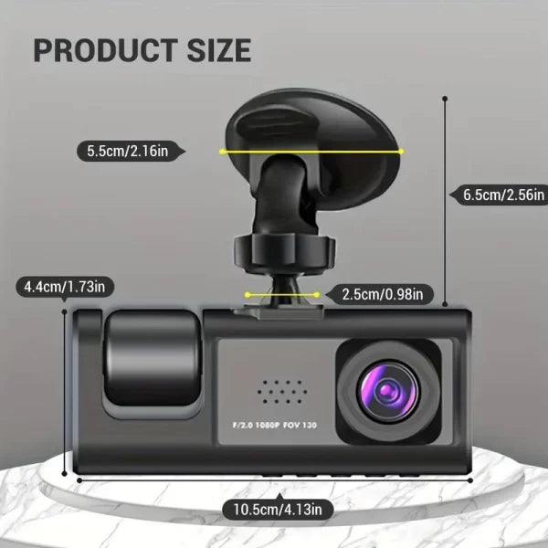 Camera auto tripla FullHD, 3 camere-fata/spate/interior, ecran 2”, G Senzor