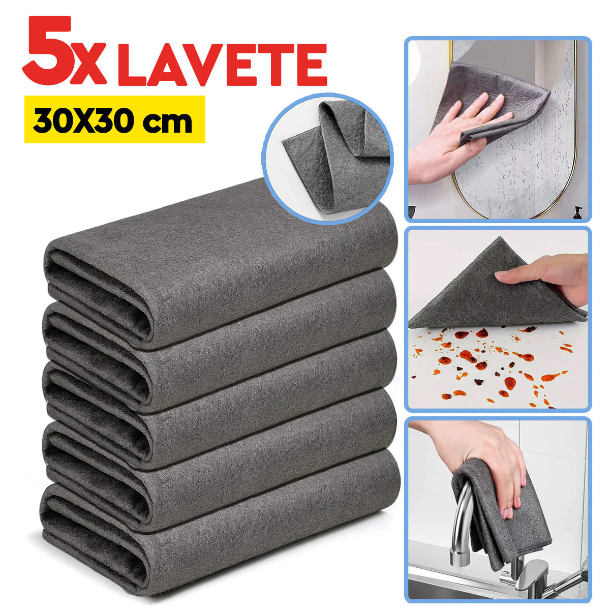 Laveta Magică din Microfibrǎ  set de 5 bucăți