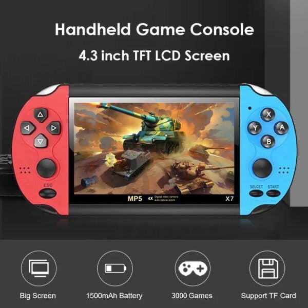 Consola portabila jocuri X7 ,display 4.3 inch,TV out ,1000 jocuri