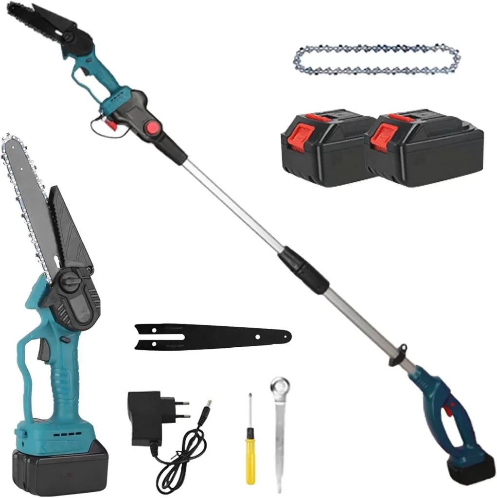 Set foarfecă gradina și mini drujbă , 2 acumulatori 36V , cu braț 2.13m telescopic ,unghi de tăiere reglabil, cu Tija Telescopica 2.5M + TRANSPORT GRATUIT