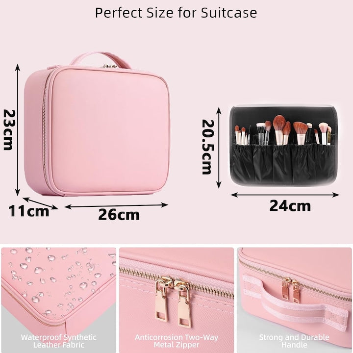 Geanta Cosmetice Pentru Make-up cu Oglinda LED cu Touch, 26x23x11 cm