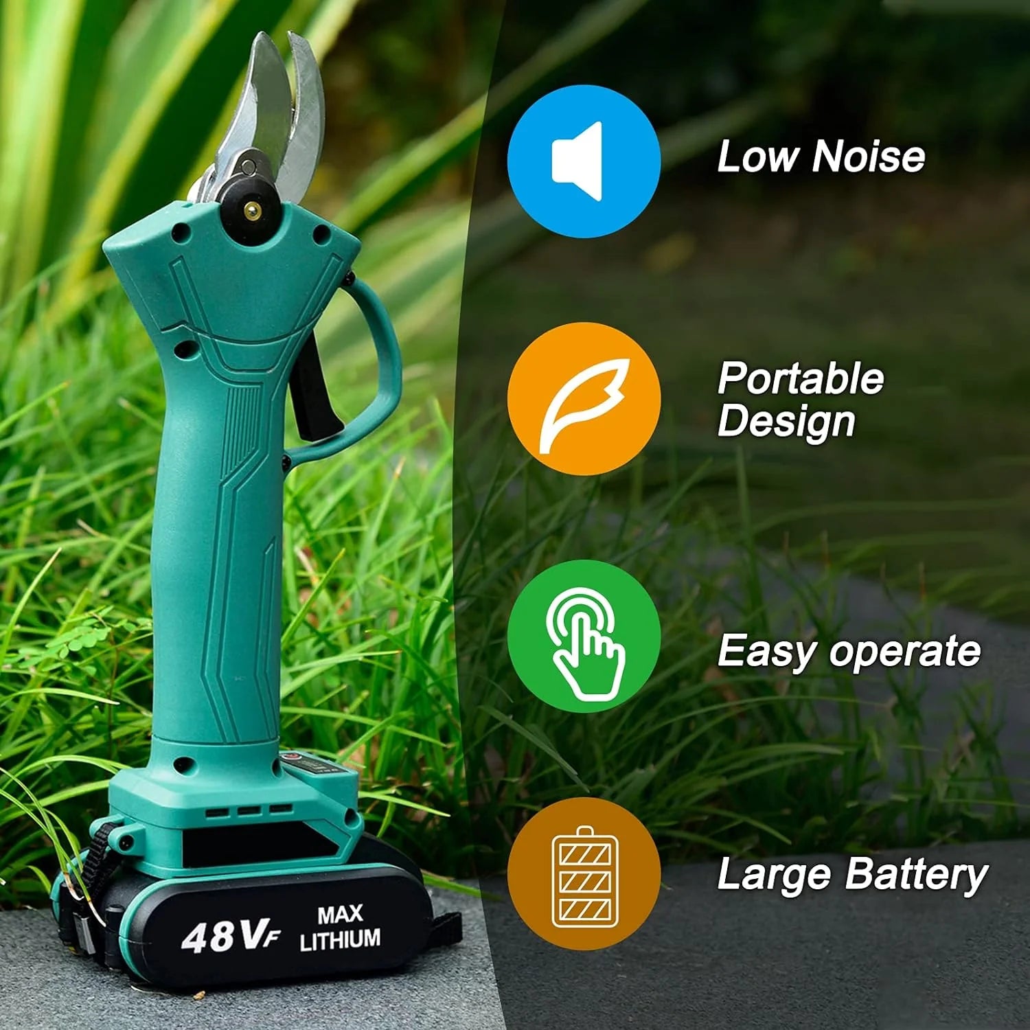 Set Motocoasa, Foarfeca, MiniDrujba cu 5 Acumulatori 48V, 3 Incarcatoare, Accesorii Incluse, Trusa Depozitare