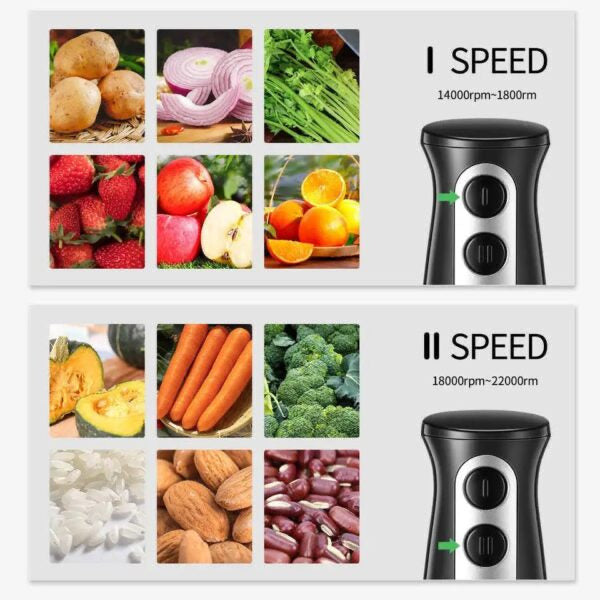 Set blender de mâna 4 in 1,  1600W cu 9 viteze și funcție turbo