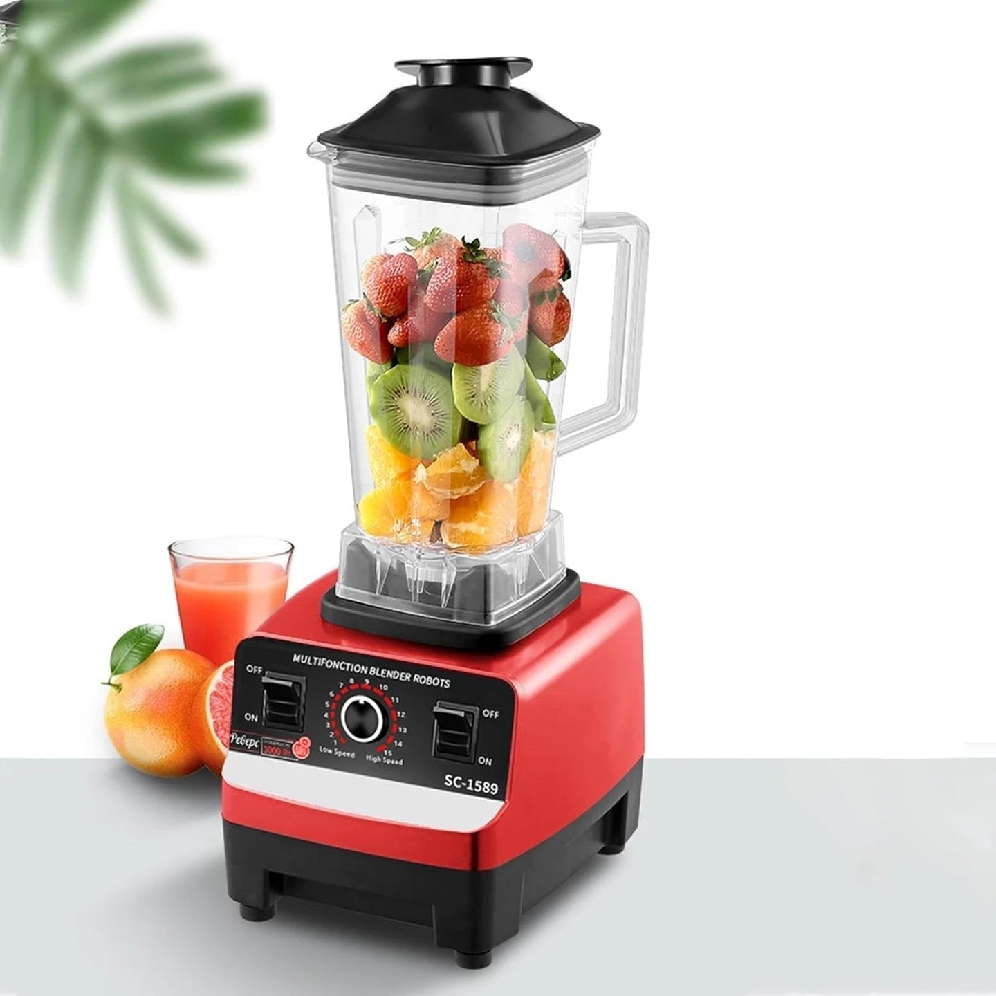 Blender Profesional de bucatarie 2 in 1, 2.5L, motor din cupru, 15 viteze, 2400W