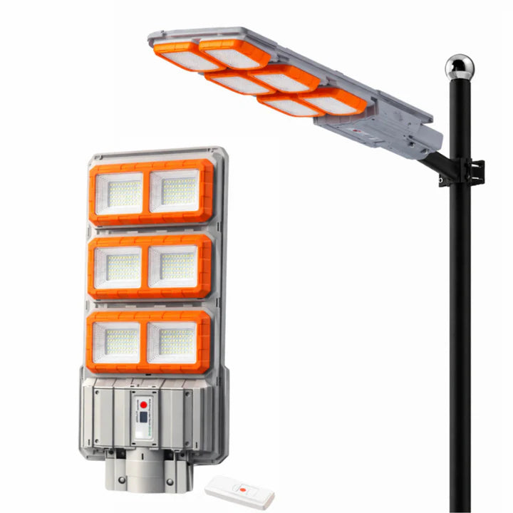 Proiector Solar LED Stradal 3000W, Rezistent IP66, Telecomandă, Senzor de Mișcare, Autonomie Mare, Montaj Exterior, Lumină Puternică