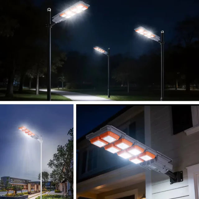 Proiector Solar LED Stradal 3000W, Rezistent IP66, Telecomandă, Senzor de Mișcare, Autonomie Mare, Montaj Exterior, Lumină Puternică