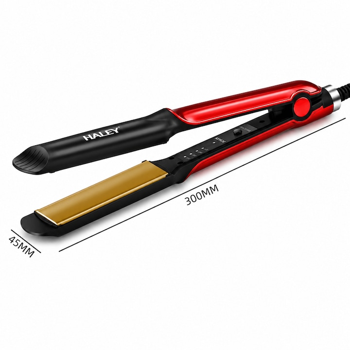 Placă de Îndreptat Părul HALEY HY-3003, 45W | 4 Trepte de Temperatură 160–220°C | Încălzire Rapidă | Indicator LED