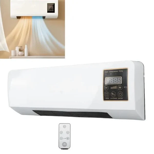 Aer Condiționat Portabil 2 în 1 cu Ventilator, Funcție Rece/Cald, 1800W, Telecomandă, Temperatură Reglabilă 16-40°C, Alb